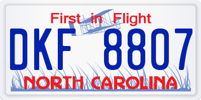 NC license plate DKF8807