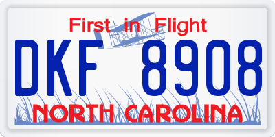 NC license plate DKF8908