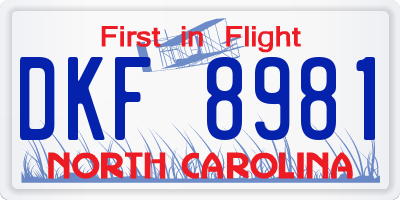 NC license plate DKF8981