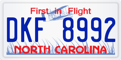 NC license plate DKF8992