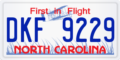 NC license plate DKF9229