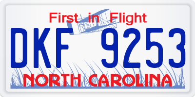 NC license plate DKF9253