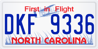 NC license plate DKF9336
