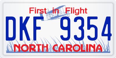 NC license plate DKF9354