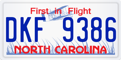 NC license plate DKF9386