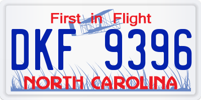 NC license plate DKF9396