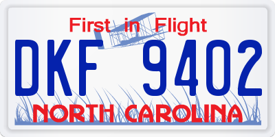 NC license plate DKF9402
