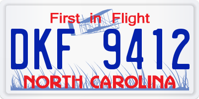 NC license plate DKF9412