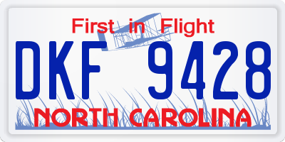 NC license plate DKF9428
