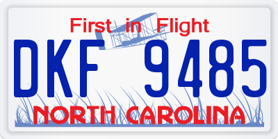 NC license plate DKF9485