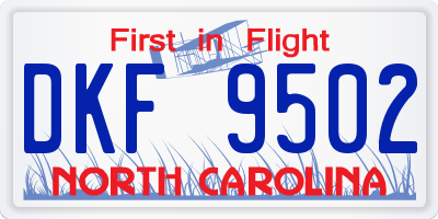 NC license plate DKF9502