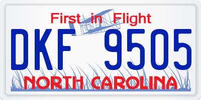 NC license plate DKF9505