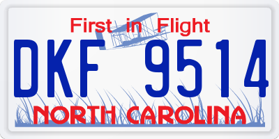 NC license plate DKF9514