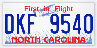 NC license plate DKF9540