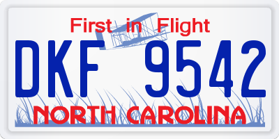 NC license plate DKF9542
