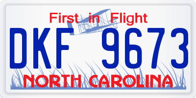 NC license plate DKF9673