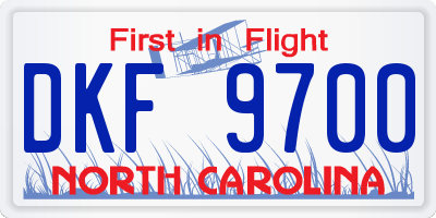 NC license plate DKF9700