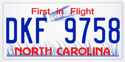 NC license plate DKF9758