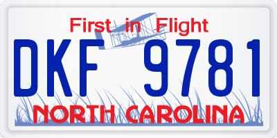 NC license plate DKF9781
