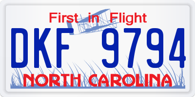 NC license plate DKF9794