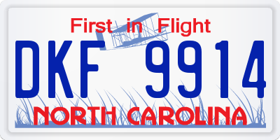 NC license plate DKF9914