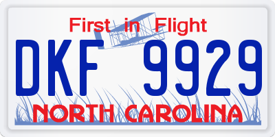 NC license plate DKF9929