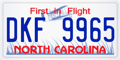 NC license plate DKF9965