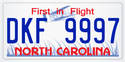 NC license plate DKF9997