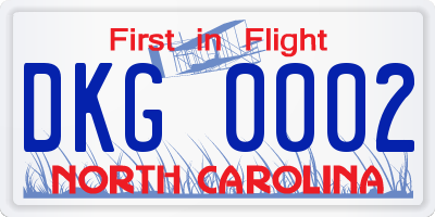 NC license plate DKG0002