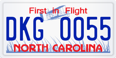 NC license plate DKG0055