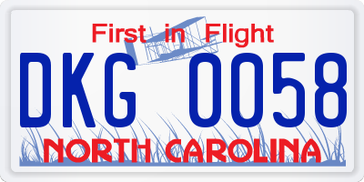 NC license plate DKG0058