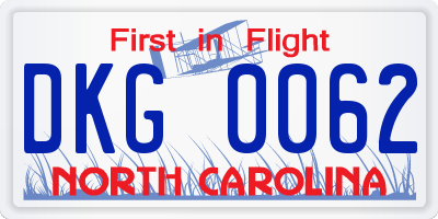 NC license plate DKG0062