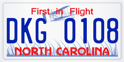 NC license plate DKG0108