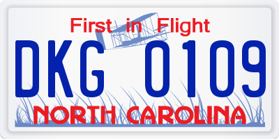 NC license plate DKG0109