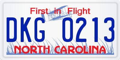 NC license plate DKG0213