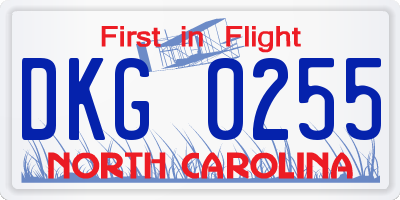 NC license plate DKG0255
