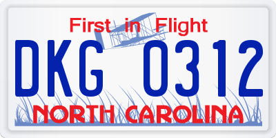 NC license plate DKG0312