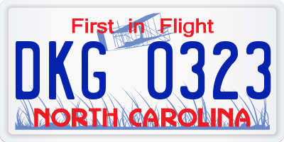 NC license plate DKG0323