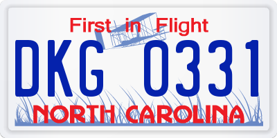 NC license plate DKG0331