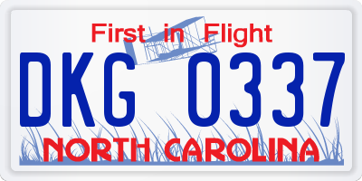 NC license plate DKG0337