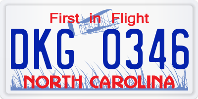 NC license plate DKG0346