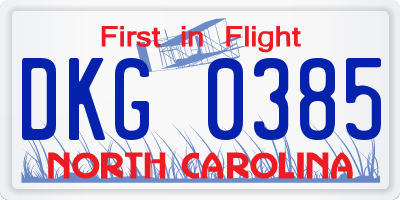NC license plate DKG0385