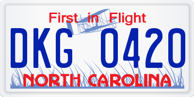 NC license plate DKG0420