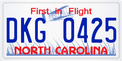 NC license plate DKG0425