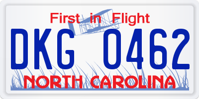 NC license plate DKG0462