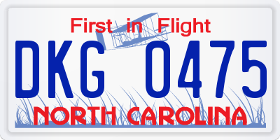 NC license plate DKG0475