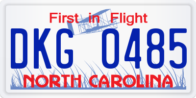 NC license plate DKG0485