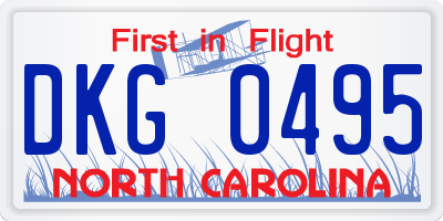 NC license plate DKG0495