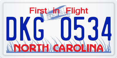 NC license plate DKG0534