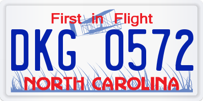 NC license plate DKG0572